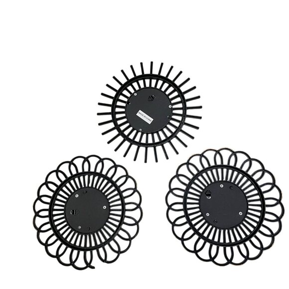 Set Of 3 Black Gold Sunburst Wall Mirrors Decorative READ Lightweight Design Rea - Picture 6 of 7